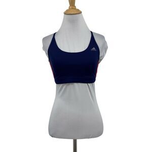 Adidas Sports Bra Womens S Small Pink Navy Reversible Scoop Neck Adjust Y Back